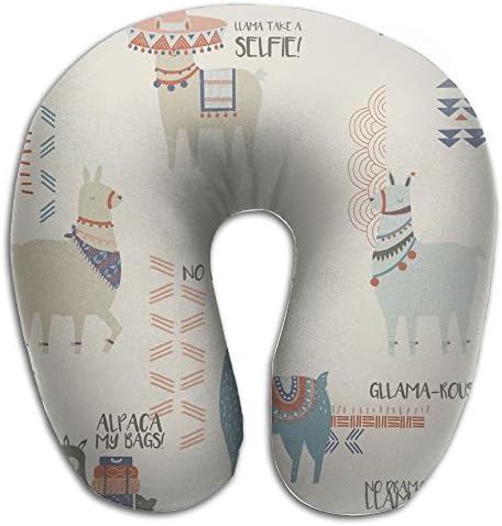 JAWANNA Llama Orange U Neck Pillow, Comfortable Travel Pillow, U-shaped Design Conforms To The Head And Neck, Is Easy To Fit In A Backpack Or Bag