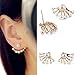 1Pair Women Lovely Crystal Earrings Pearl Ear Stud Front and Back Earbob