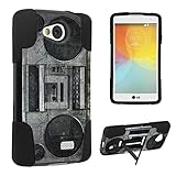 DuroCase LG Optimus F60 MS395 / Tribute LS660 / Transpyre VS810PP Kickstand Bumper Case - (Vintage Boombox)