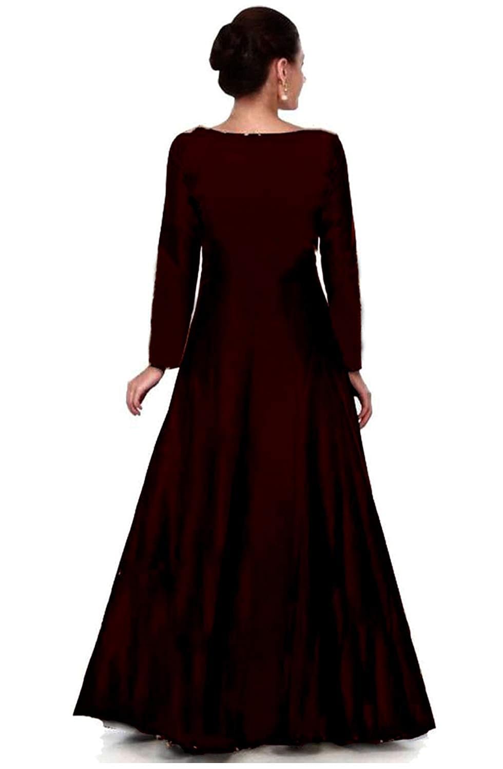 bhurakhiya women's taffeta gown (bh2136, maroon, free size)