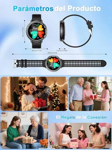 Rmana Smartwatch Men with GPS, Smartwatch Watch 1.39" Touch Screen, Bluetooth Calls, Sports Modes, Compass, Heart Rate Monitor, Blood Pressure Measurement, Digital Watch iOS/Android