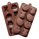 Cherion 2PC Silicone 8-Cavity Easter Egg Shaped and Rabbit Shaped Bakeware Mold Chocolate Mold