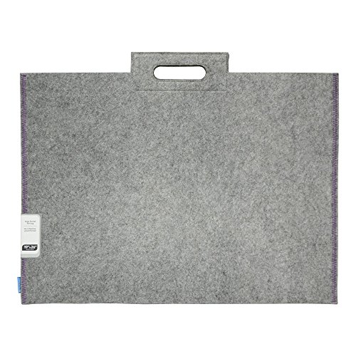 Itoya ProFolio Midtown Bag 19 inches X 26 inches Gray Felt Purple Stitching 12 MD-1926-GY
