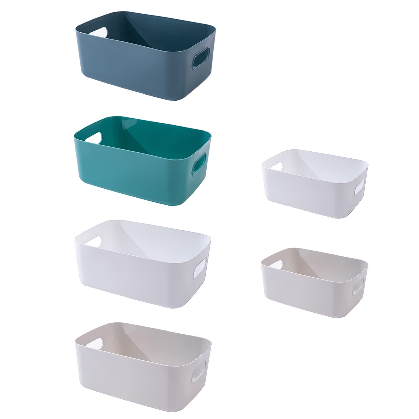 Spesh 6 pcs Plastic Storage Baskets Small Cupboard Storage Boxes Organiser Storage Baskets for Kitchen,Bathroom and Shelf(Blue+Green+White+Grey)