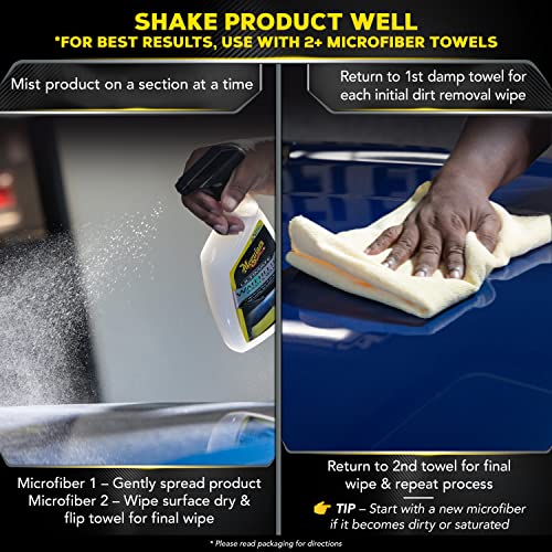 MEGUIAR’S ULTIMATE WATERLESS WASH & WAX, SCRATCH-FREE WATERLESS CAR CLEANING SPRAY THAT MAKES DETAILING QUICK AND EASY, 2-IN-1 CLEANER AND PROTECTION TO HELP YOUR RIDE SHINE, 26 OZ