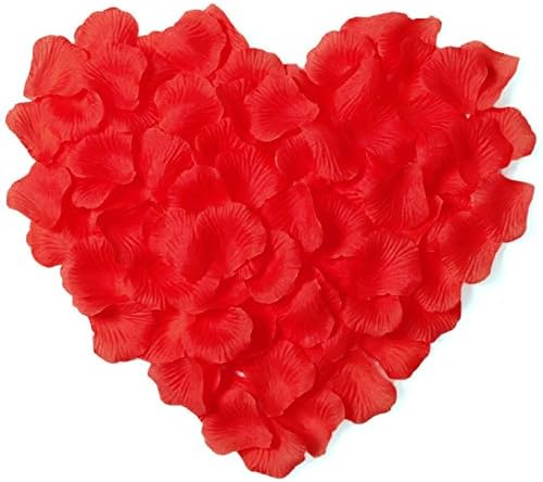 1000pcs Hot Red Silk Rose Petals Artificial Flower Wedding Party Vase Decor Bridal Shower Favor Centerpieces Confetti (Red)
