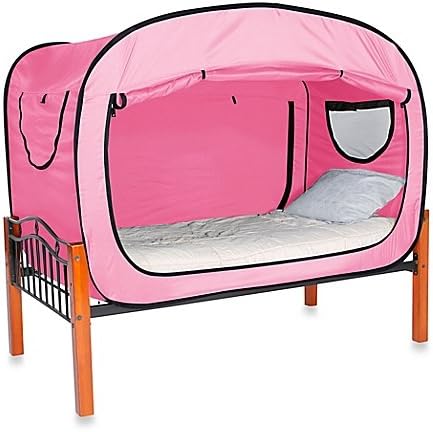 Privacy Pop Twin Bed Tent in Pink Provides a Convenient and Easy way to Enjoy privacy in shared Bedrooms, Open Sleeping Areas, Multi-Occupancy Dorm Rooms