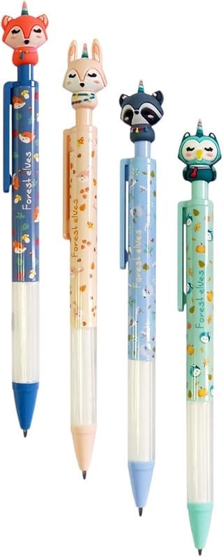 - Canetas Retráteis Divertidas (4 unidades) - Canetas de Animais Fofas, Tinta Azul, Ponta de Bola de 1 mm, Rapazes, Raparigas, Escola, Escola e Turma, Material Escolar, Possíveis Designs Aleatórios — foto 1 de 3