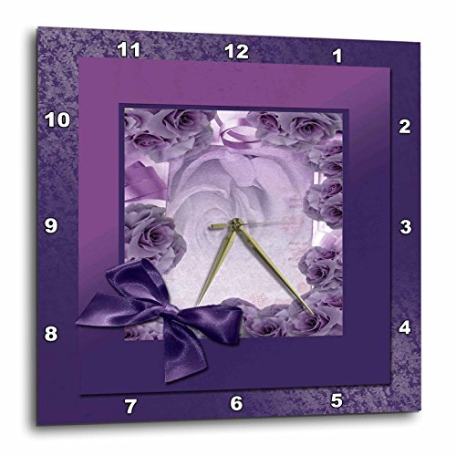 Purple Rose Frame with Bow-Wall Clock - Purple wall clock