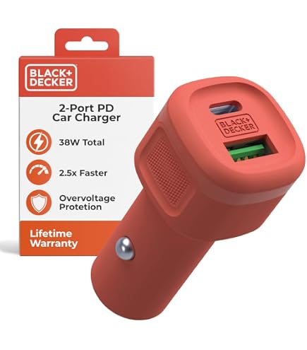BLACK+DECKER 38W Quick-Charge Netzteil – 2 Ports (USB + USB-C), Kompakt, Mit Power Delivery & QC 3.0