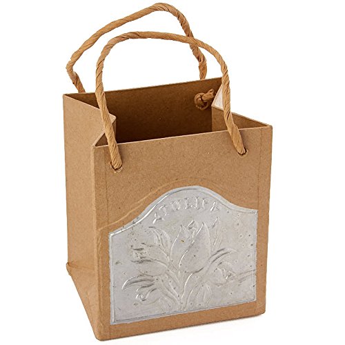 Set of 2 Ready To Decorate Tulip Embossed Paper Mache and Tin Bags for Crafting, Creating and Designing