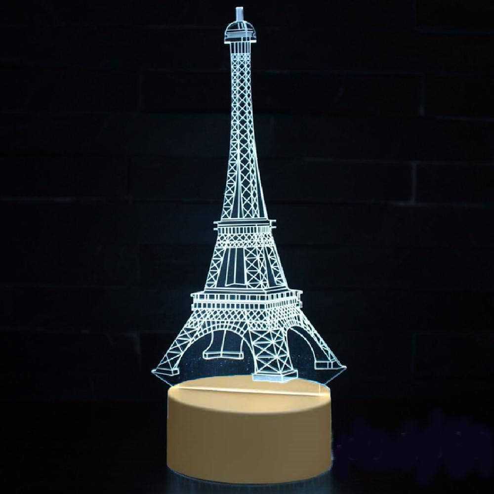 zalati Night Light 3D Night Lamp 7 Colors USB Cable Powered Supply Touch Key for Kids Bed Living Room Decor Gifts - Tower