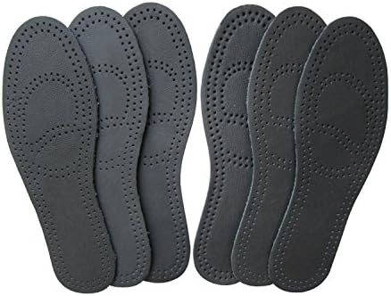 Leather Insoles for Women Black Leather Shoe Inserts for High Heels Nonslip Thin Shoe Pads for Boot Comfort Cushioning and Odor Eater (3 Pairs/Womens US 7-7.5)