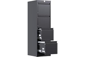 JAORD 4 Drawer File Cabinet with Lock, 17/'' Deep Narrow Cabinet,Metal Vertical Storage for Home and Office…, ZY-EJ-EC-N-B