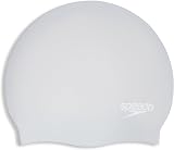 Speedo Unisex Long Hair Cap Swim Cap Silk Easy-On Latex-Free Silicone Silver