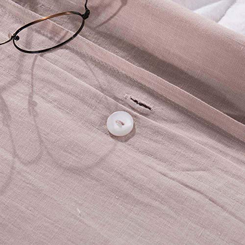 meadow park Stone Washed French Linen Duvet Cover Set 3 Pieces - Super Soft, King Size - 104 inches x 94 inches -Shams 20 inches x 36 inches, Basic Style, Blush Color