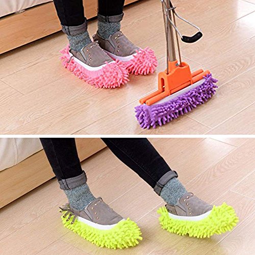Dusting Mop Slippers Washable Dust Mop Slippers Shoes Cover Microfiber Dust Floor Cleaner for Bathroom Kitchen House Cleaning 10 PCS (5 Pairs) - Thumbnail 6