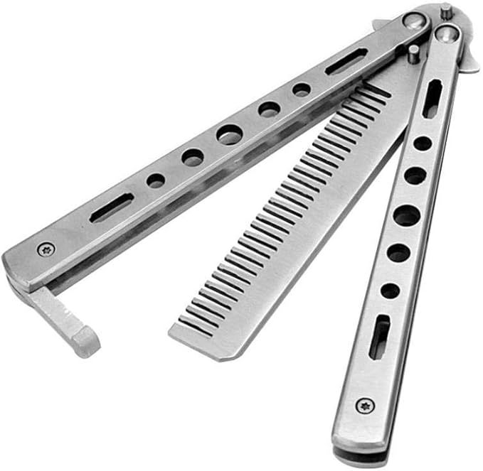 Gaderw Stainless Steel Folding Practice Training Butterfly