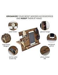 Funda para teléfono de madera   Llavero de estación de acoplamiento   soporte, cartera   reloj de soporte   Organizador para hombre para regalo iPhone Android (X, 8, 8 Plus, 7, 7 Plus, 6S Plus, 6S, 6 Plus, 6, 5, 5s) Samsung Galaxy etc. (roble de fresno).,