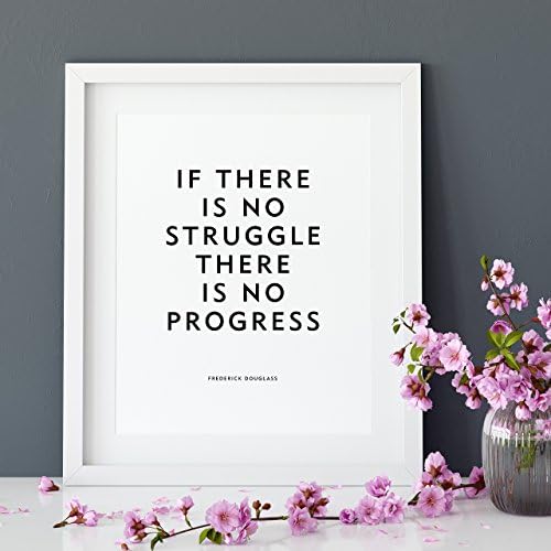 Motivational quote "No struggle" Frederick Douglass unframed poster or print