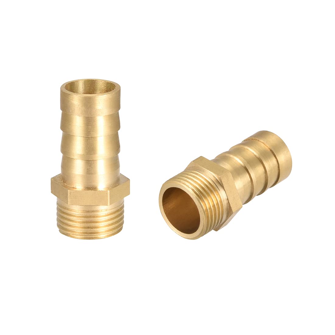 sourcing map Brass Hose Barb Fitting,Connector,14mm Barb x 3/8 G Male Pipe Adapter,2Pcs