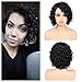 Quantum Love Curly Human Hair Wigs Lace Part Brazilian Virgin Human Hair Wigs Glueless Side Part Short Natural Color Wig for Women