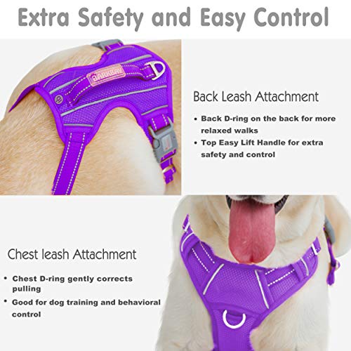 BARKBAY No Pull Dog Harness Large Step in Reflective Dog Harness with