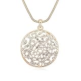 Alvdis Circle Style Crystal Long Sweater Chain Pendant Necklace, 32