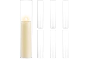Inweder Hurricane Glass Candle Holders: 2.5" W x 12" H Open Ended Clear Cylinder Candle Cover Tall Bottomless Chimney Sleeve Bulk for Pillar & Taper Candles for Wedding Party Christmas Set of 6