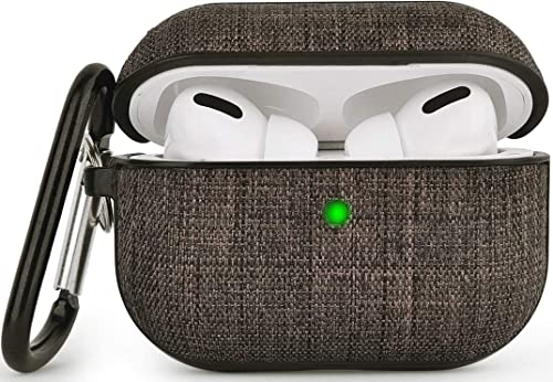 V-MORO AirPods Pro ケースカバー エアーポッツプロ ケース アップルイヤホン 保護ケースApple Airpods Pro収納ケース おしゃれ カラビナ付きLEDライトが見える 2019年10月発売用 ワイヤレス充電対応 キャンバス素材 耐衝撃 軽量 防塵 紛失防止 (ダークグレー)商品画像