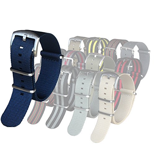 BluShark - The Original Premium Nylon Watch Strap - Multiple Sizes and Styles - 22mm Navy Blue