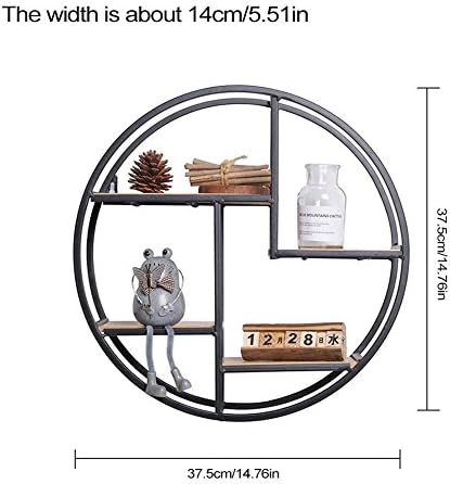 Premium Iron Circular Rack CreativeIndustrial Style Wall Shelf Storage Racks wall hanging wrought iron flower stand background wall decoration for Living Room Bedroom