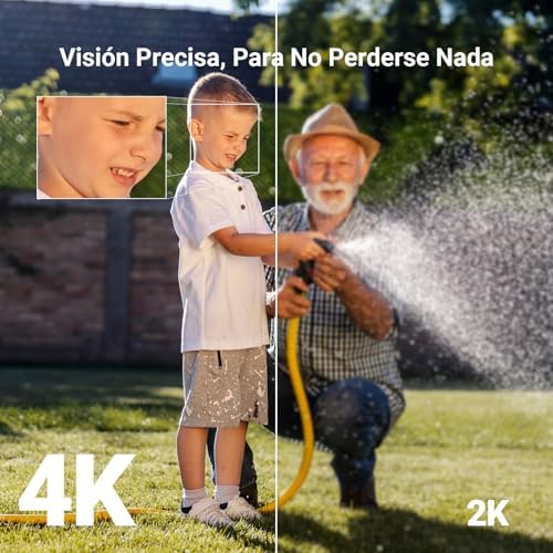 Câmera de Vigilância WiFi ao Ar Livre de 4MP, Câmera Sem Fio AOV 360° PTZ com Bateria de 5200mAh, Deteção de Forma Humana/Veículo, Visão Noturna Colorida, Defesa Ativa, Painel Solar CB8 Lite+5W