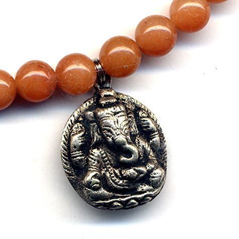 GenericGanesha Pendant Necklace,Tibet Silver pewter Orange Calcite Necklace, Elephant Ethnic Necklace, Nepal Jewelry by AnnaArt72