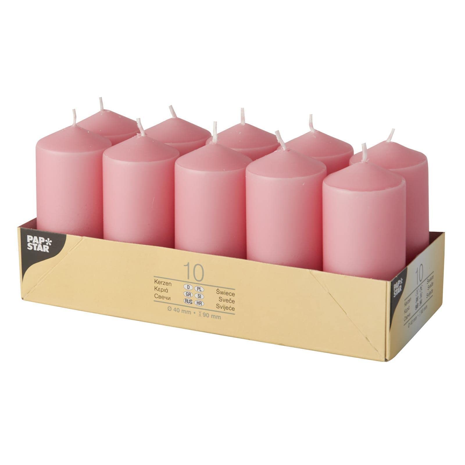Papstar pillar candles, antique rose, 40 mm x 90 mm (10 pieces)