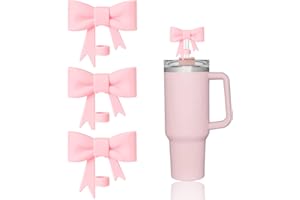 DJAIOD 3Pcs Pink Straw Cover for Stanley, 10mm (0.4inch) Silicone Straw Covers for Tumblers, Cute Bow Straw Topper for Stanley, Straw Cap for 40Oz&30Oz Stanley Cup