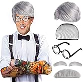 Beelittle Old Man Costume Mad Scientist Wig Set Albert Einstien Ben Benjamin Franklin Grandpa Costume