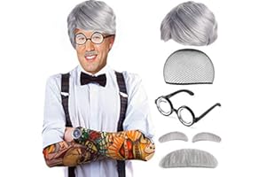 Beelittle Old Man Costume Mad Scientist Wig Set Albert Einstien Ben Benjamin Franklin Grandpa Costume