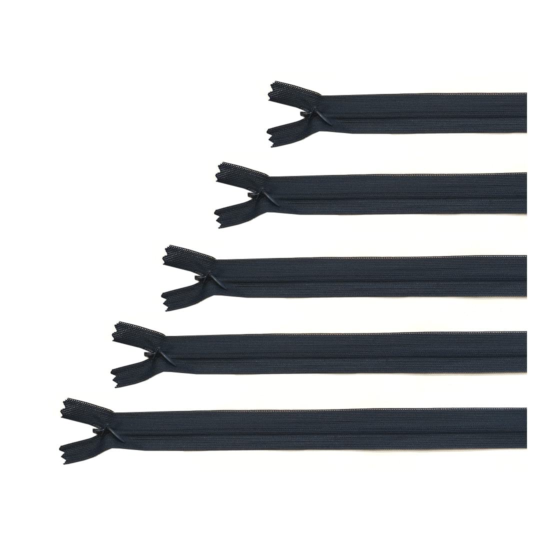 Closed Invisible Zipper, 5 Sizes and 20 Colors #3, Fine Zipper, Elegant and Discreet for Sewing on Clothes, Dresses, Skirts, Sewing Zipper, (assorted 5 50 units, 1320)