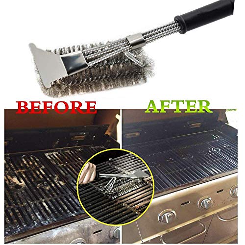 Quiseen Stainless Steel Heavy Duty 18” BBQ Grill Brush - Long Safe Handle