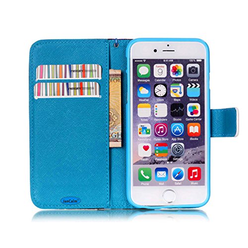 iPhone 6S Case,iPhone 6 Case,JanCalm [Wrist Strap Design][Kickstand] Pattern Premium PU Leather Wallet [Card/Cash Slots] Flip Cover for iPhone 6/6SIncluding-ONE Crystal Pen (Aeolian bells) - Thumbnail 2