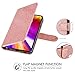 LG G7 ThinQ Wallet Case w HD Screen Protector, Glitter Bling Kickstand Leather with Magnetic Closure Protective Phone Case,Rose Gold