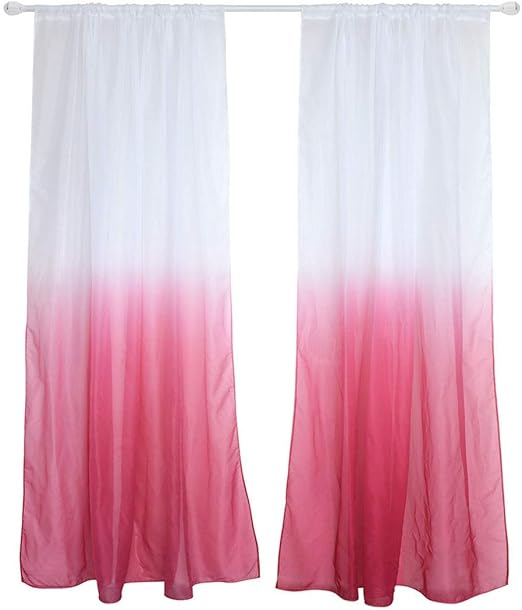Amazon Com Pink Ombre Sheer Window Door Curtains 2 Panels Voile