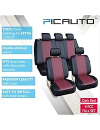 Cubiertas de asiento Picauto para auto, camión, furgoneta, SUV, Cuero de PU, Bolsa de are compatible, ajuste universal, Rojo oscuro