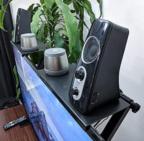 LapWorks Perch, the TV Top Shelves, 2 per box, Heavy Duty 13 pound capacity, for Speakers, Apple TV, Tivo or Cable Box, Oculus sensors, Virtual Reality VR sensors, Remote Controls-hooks over the TV