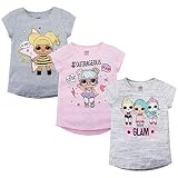 L.O.L Surprise! Girls T-Shirt Set - 3 Pack of LOL Surprise Tees - Lil Outrageous Littles T-Shirts (Large-10/12)