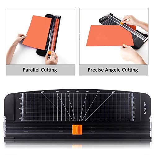 LETION A4 Paper Cutter，Paper Trimmer Guillotine with Automatic Security Safeguard Scrapbooking Tool for Cutting Paper Photographs or Labels Office Home Manual, Black