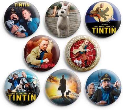 The Adventure of TinTin Movie Pinback Buttons Badge 1.25" (Set of 8) NEW