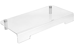 GRIRIW Acrylic Monitor Stand 40x20x5cm with Metal Legs, Desktop Computer Screen Riser and Storage Organizer