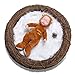 Sunmig Newborn Baby Photo Props Faux Fur Mat Rug Photography Background Backdrops Basket Stuffer Blanket (White)